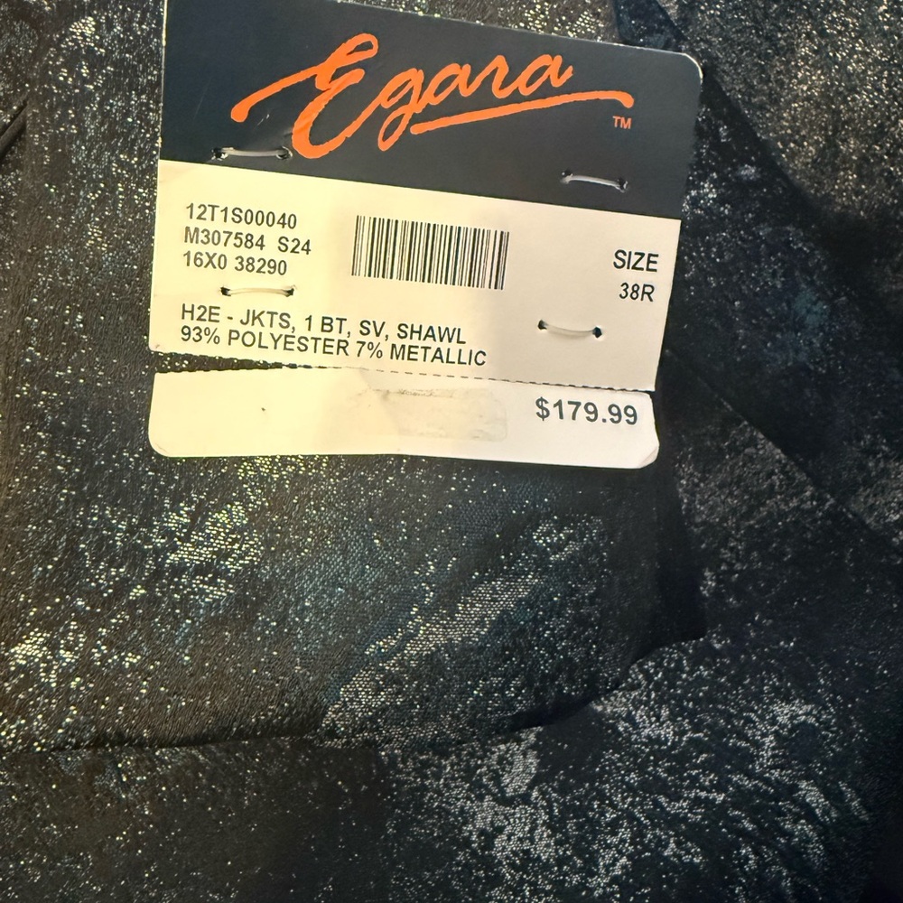 Egara Men’s Galaxy Dinner Jacket Blazer Sz 38R Slim Fit Teal Black Silver NWT - Picture 12 of 12